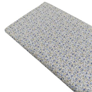 Tela viyela de algodón con estampado de flores tipo liberty en tonos azul