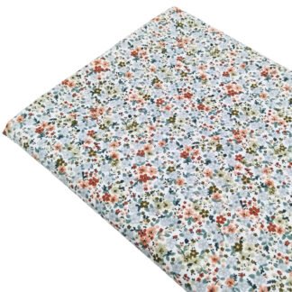 Tela viyela de algodón con estampado de flores tipo liberty en tono verde jade