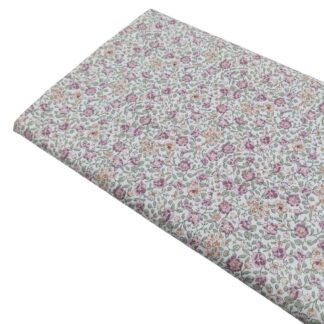 Tela viyela de algodón con estampado de flores tipo liberty en tonos fucsias