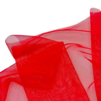 Tela de tul con tacto a seda en color rojo