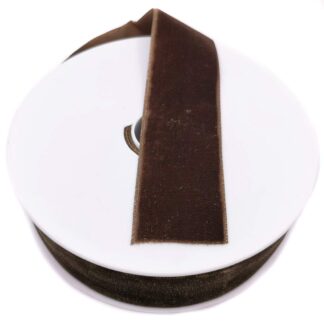 Cinta de terciopelo de 36 mm de ancho en color marrón chocolate