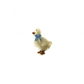 Botón con forma de pato con lazo en color azul bebé
