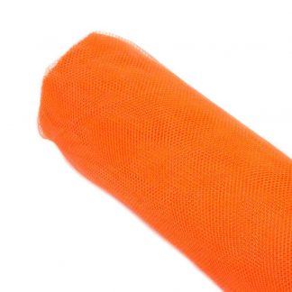 Tela de tul liso en color naranja fluor