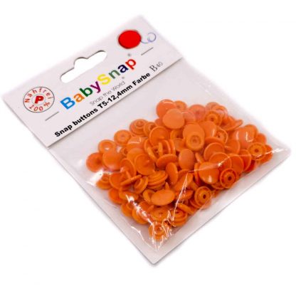 Pack de 30 botones snaps de plástico con forma circular en color naranja