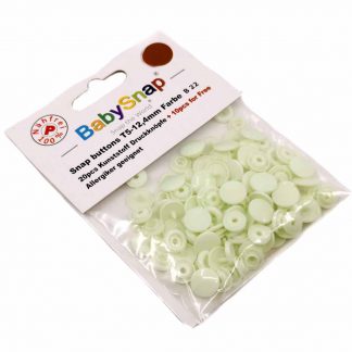 Pack de 30 botones snaps de plástico con forma circular en color verde manzana