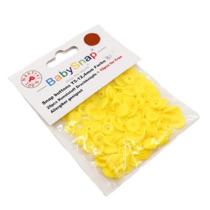 Pack de 30 botones snaps de plástico con forma circular en color amarillo