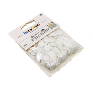 Pack de 30 botones snaps de plástico con forma circular en color blanco