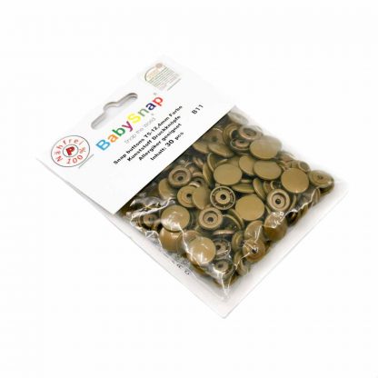 Pack de 30 botones snaps de plástico con forma circular en color cobre