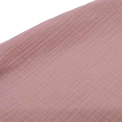 Tela doble gasa muselina de algodón orgánico GOTS en color rosa empolvado