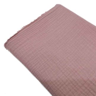 Tela doble gasa muselina de algodón orgánico GOTS en color rosa empolvado