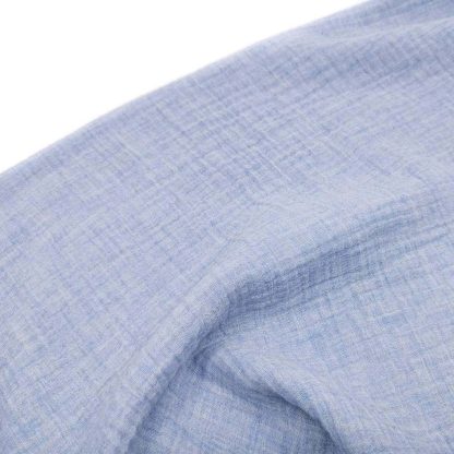 Tela muselina doble gasa algodón en color azul melange
