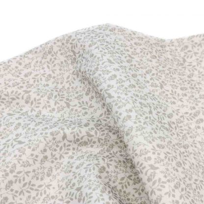 Tela viyela de algodón orgánico GOTS con estampado digital de flores en tonos grises