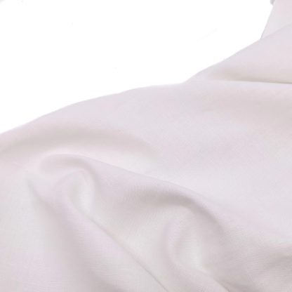 Tela de lino algodón en color liso blanco