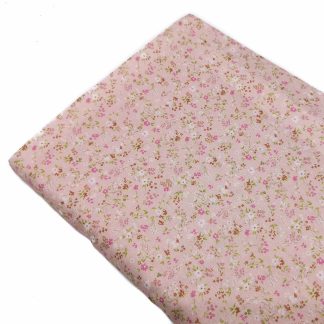 Tela de batista en algodón orgánico con estampado de flores tipo liberty en tonos rosa empolvado