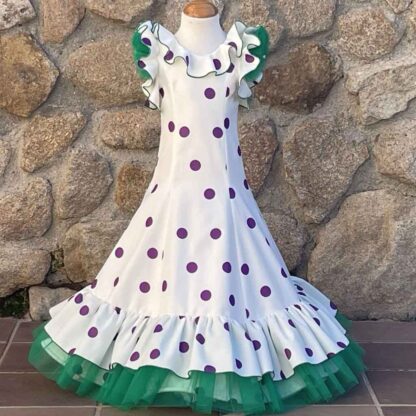 Patrón impreso en papel de vestido flamenco de niña con nejas