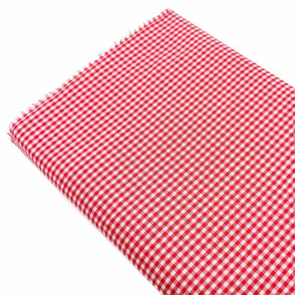 Tela vichy de cuadros de 3 mm en color rojo