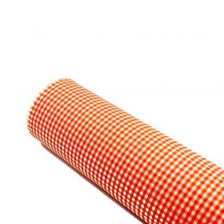 Tela vichy de cuadros en color naranja