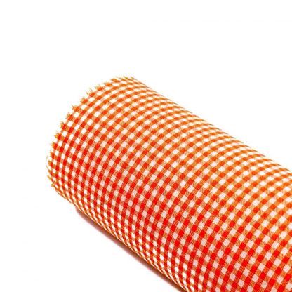 Tela vichy de cuadros en color naranja